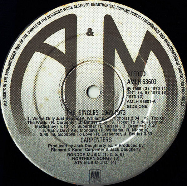 Carpenters : The Singles 1969-1973 (LP, Album, Comp, RE, Gat)