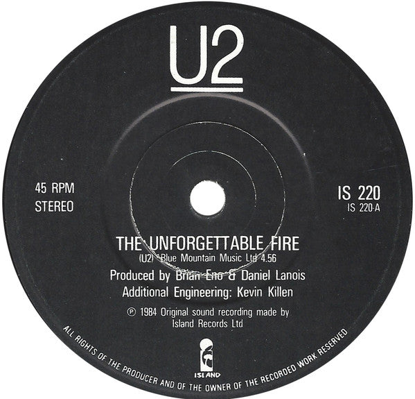 U2 : The Unforgettable Fire / A Sort Of Homecoming (7", Single, Pap)