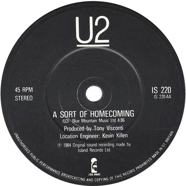 U2 : The Unforgettable Fire / A Sort Of Homecoming (7", Single, Pap)