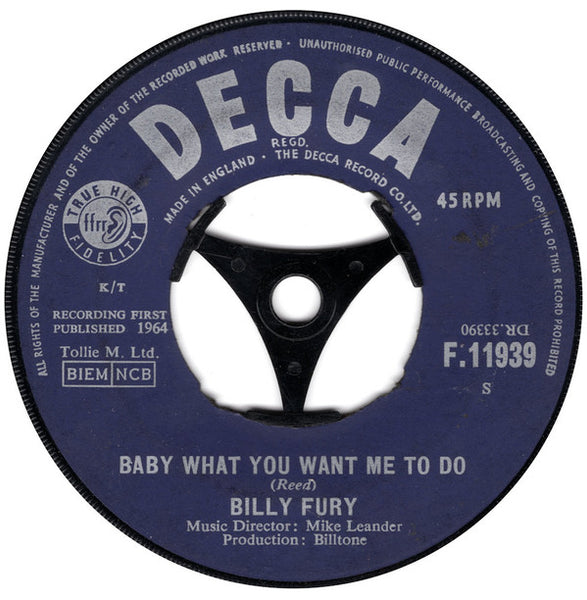 Billy Fury : It's Only Make Believe (7")