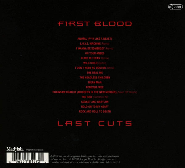 W.A.S.P. : First Blood Last Cuts (CD, Comp, RE, RM, Dig)