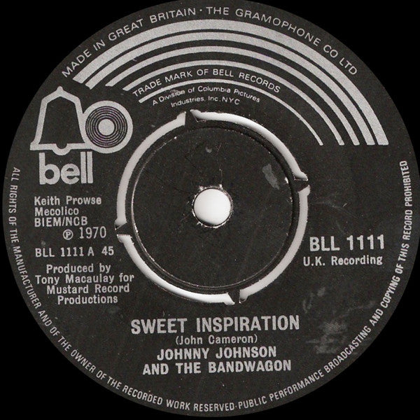 Johnny Johnson And The Bandwagon : Sweet Inspiration (7", Single, Kno)