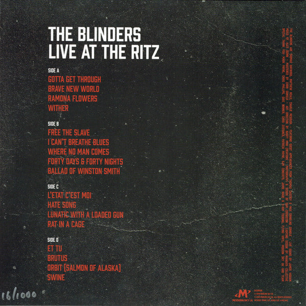 The Blinders (2) : Live At The Ritz (2xLP, Album, Ltd, Num)