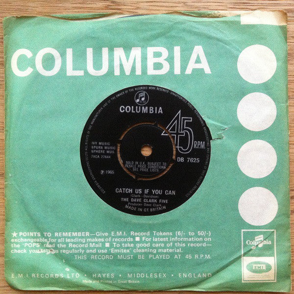 The Dave Clark Five : Catch Us If You Can (7", Single)