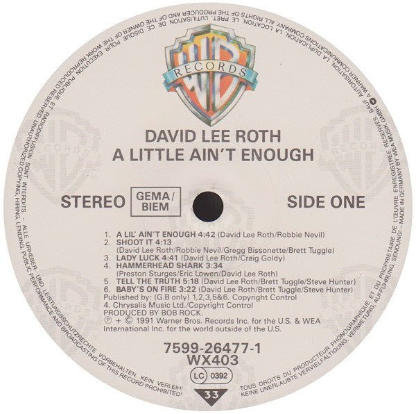 David Lee Roth : A Little Ain't Enough (LP, Album)