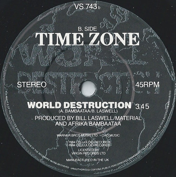 Time Zone Featuring  John Lydon & Afrika Bambaataa : World Destruction (7", Single)