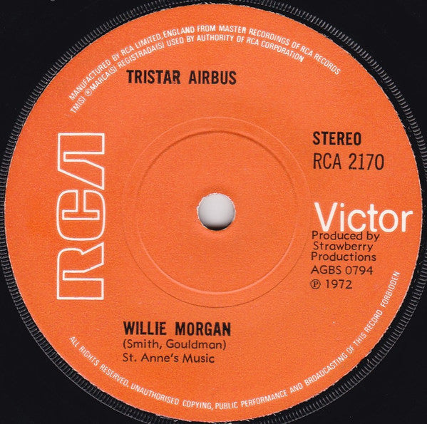 Tristar Airbus : Willie Morgan / Travellin' Man (7", Sol)