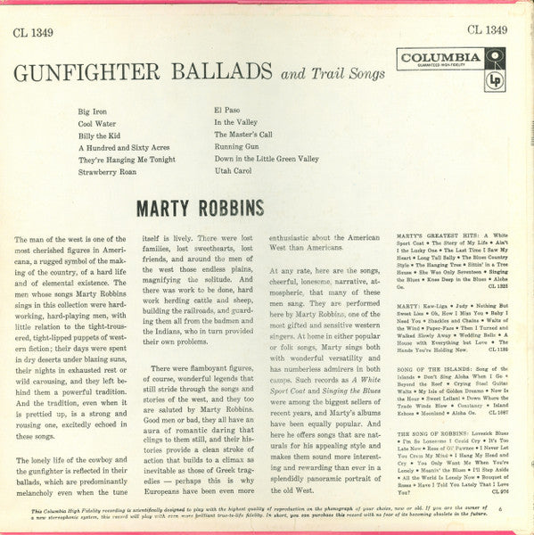 Marty Robbins : Gunfighter Ballads And Trail Songs (LP, Album, Mono, RE, Hol)