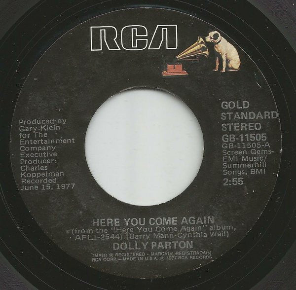 Dolly Parton : Here You Come Again / Two Doors Down (7", Single)