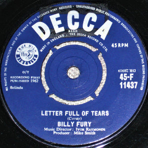 Billy Fury : Letter Full Of Tears / Magic Eyes (7", Single)