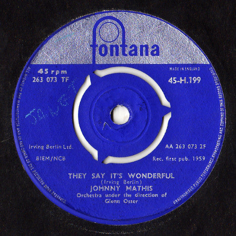 Johnny Mathis : Someone / They Say It's Wonderful (7")