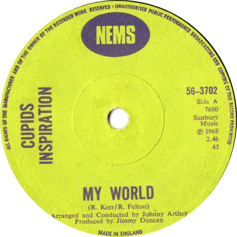 Cupid's Inspiration : My World (7", Single, Sol)