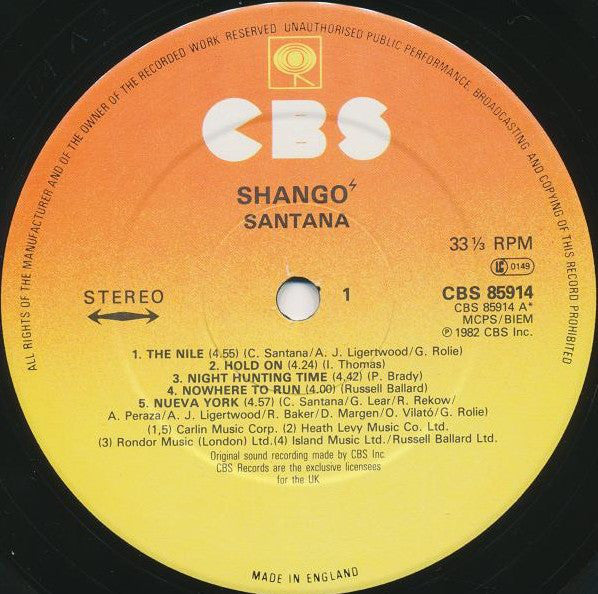 Santana : Shango (LP, Album)