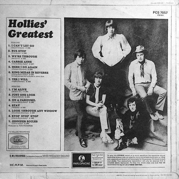 The Hollies : Hollies' Greatest (LP, Comp)