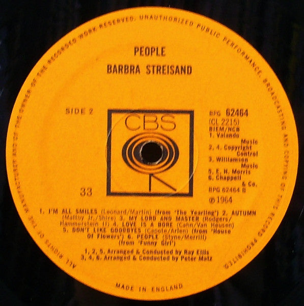 Barbra Streisand : People (LP, Album, Mono, Fli)