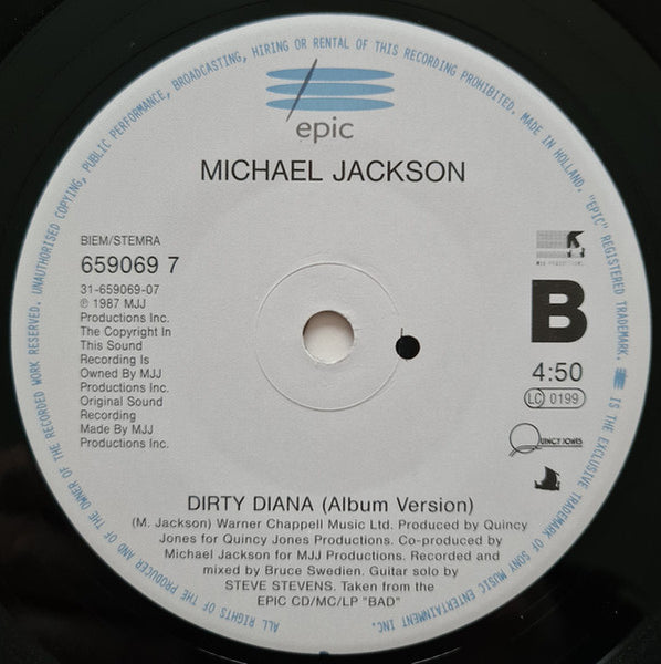 Michael Jackson : Give In To Me (7", Single, Pos)