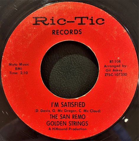 San Remo Golden Strings : I'm Satisfied / Blueberry Hill (7", Single, Mono, Styrene, Ter)