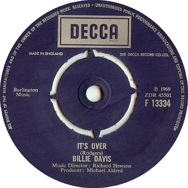 Billie Davis : I Want You To Be My Baby / It's Over (7", Single)