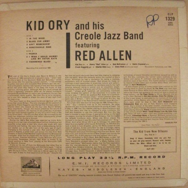 Kid Ory & His Creole Jazz Band*, Red Allen* : Kid Ory And His Creole Jazz Band Featuring Red Allen (LP, Album)