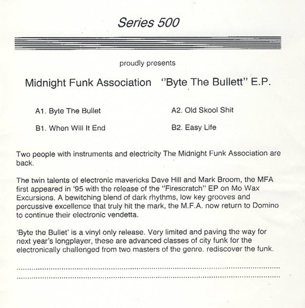 Midnight Funk Association : Byte The Bullet (12", EP, Ltd)