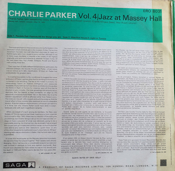 Charlie Parker : Vol 4 'Jazz At Massey Hall' (LP, Album, RE)