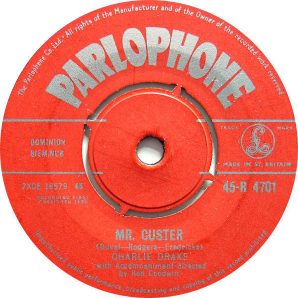 Charlie Drake : Mr. Custer / Glow Worm (7")