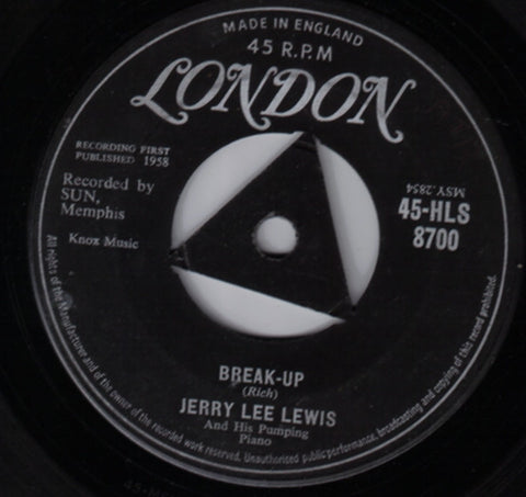 Jerry Lee Lewis And His Pumping Piano* : Break-Up (7", Single)