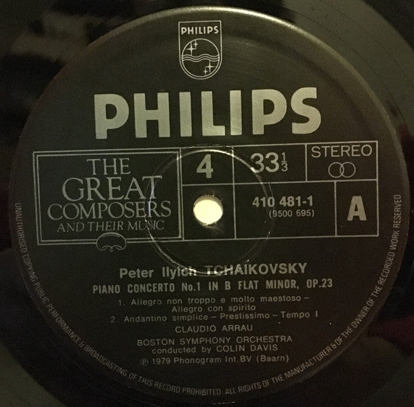 Tchaikovsky* / Boston Symphony Orchestra, Sir Colin Davis, Claudio Arrau : Piano Concerto No.1 In B Flat Minor Opus 23 With 'Romeo And Juliet' Fantasy Overture (LP)