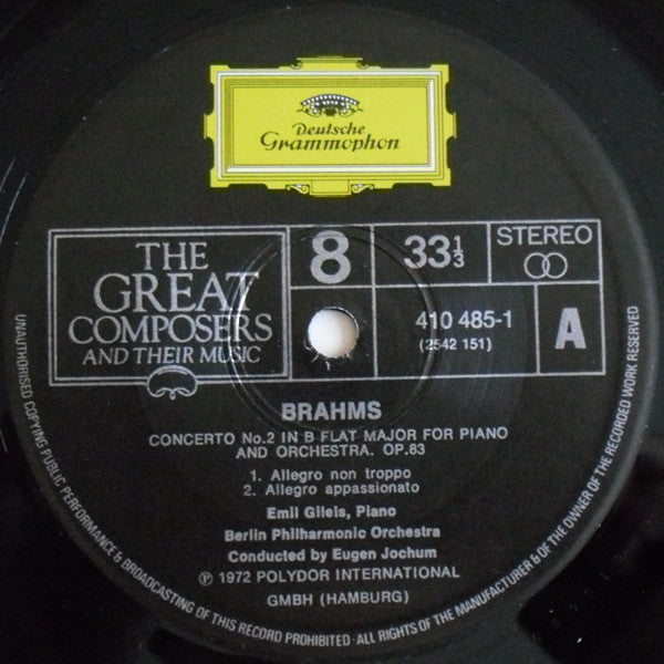 Brahms* : Piano Concerto No.2 In B Flat Major, Opus 83 (LP)