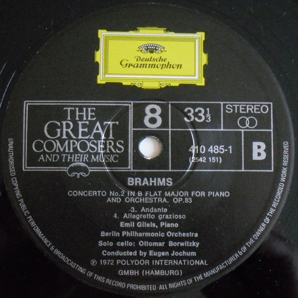 Brahms* : Piano Concerto No.2 In B Flat Major, Opus 83 (LP)