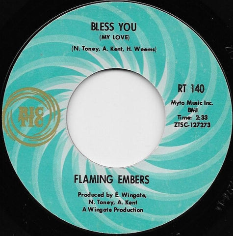 Flaming Ember / Al Kent (2) : Bless You (My Love) / Bless You (My Love) Instrumental (7", Single, Mono, Styrene, Ter)