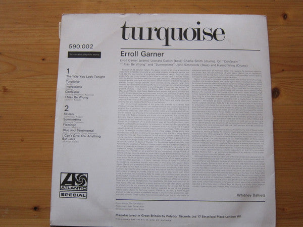 Erroll Garner : Turquoise (LP, Album, RE)