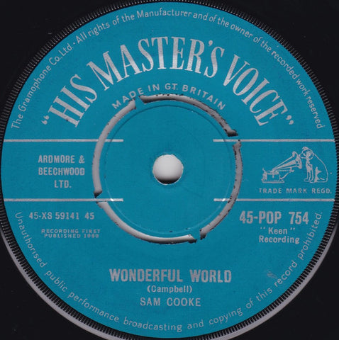 Sam Cooke : Wonderful World / Along The Navajo Trail (7", Single)