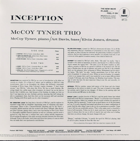 McCoy Tyner Trio : Inception (LP, Album, Ltd, RE, RM, 180)