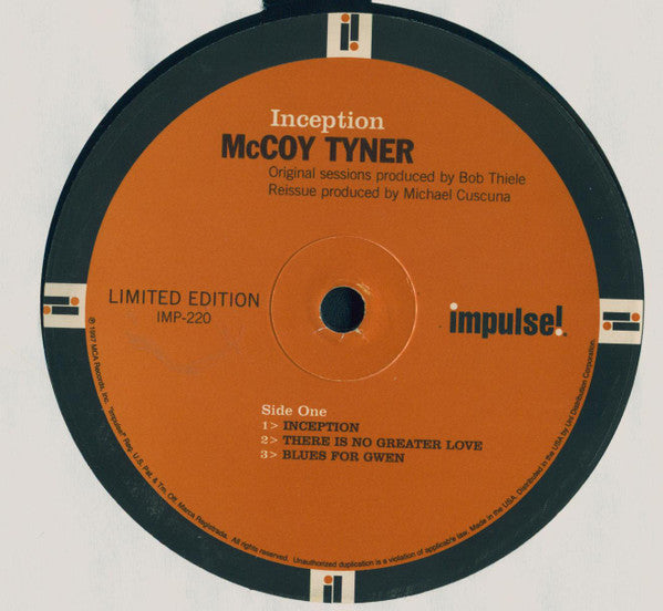 McCoy Tyner Trio : Inception (LP, Album, Ltd, RE, RM, 180)