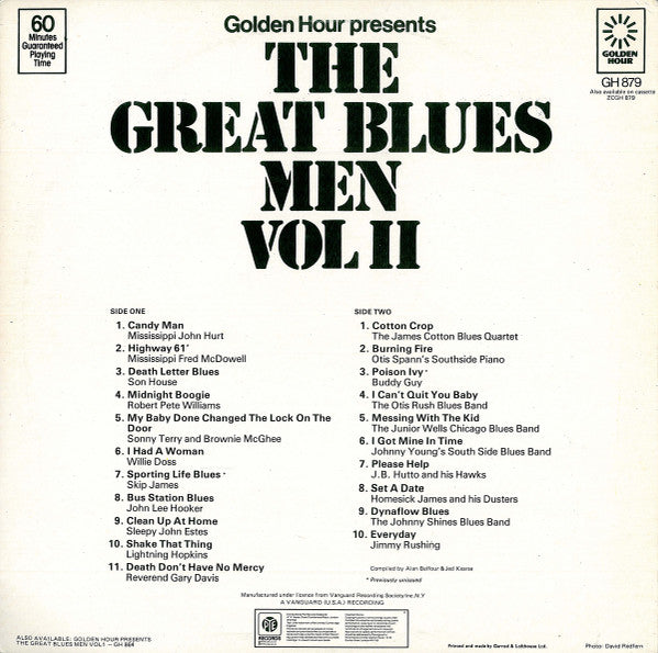 Various : Golden Hour Presents The Great Blues Men Vol. 2 (LP, Comp)