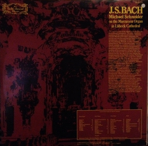 Johann Sebastian Bach / Michael Schneider (3) : Toccata And Fugue (Michael Schneider On The Marcussen Organ In Lübeck Cathedral) (LP)