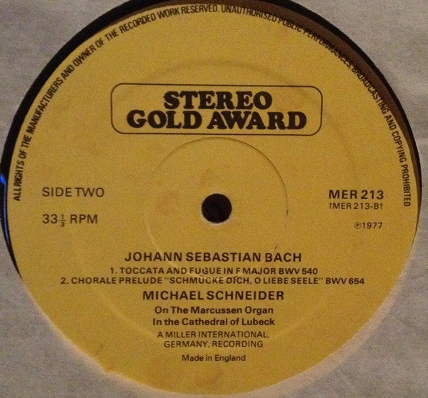 Johann Sebastian Bach / Michael Schneider (3) : Toccata And Fugue (Michael Schneider On The Marcussen Organ In Lübeck Cathedral) (LP)