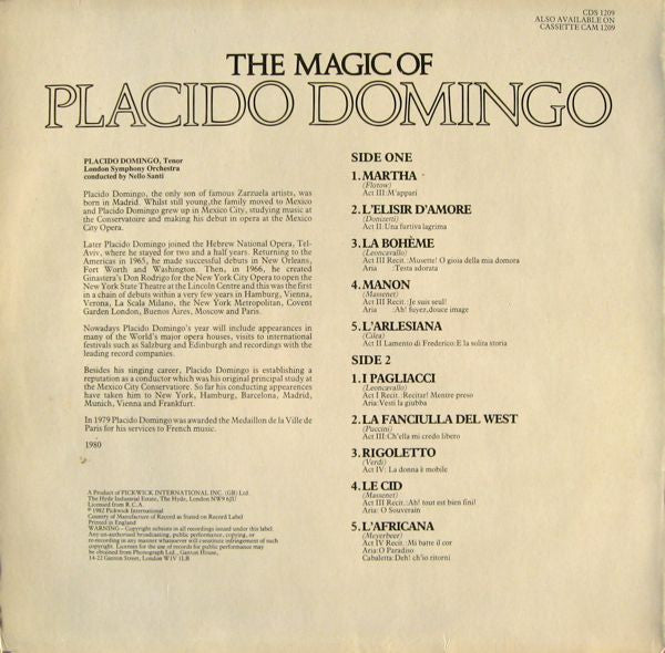 Placido Domingo With The London Symphony Orchestra : The Magic Of Placido Domingo (LP, Comp)