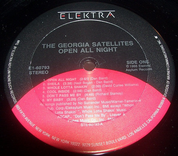 The Georgia Satellites : Open All Night (LP, Album)