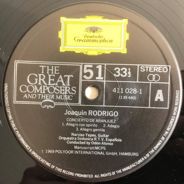 Rodrigo* / Odón Alonso / Orquestra Sinfonica R.T.V. Española* / Narciso Yepes : Rodrigo - Concierto De Aranjuez And Fantasia Para Un Gentilhombre (LP, RE)