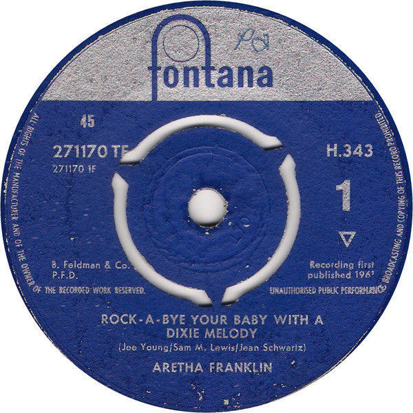 Aretha Franklin : Rock-A-Bye Your Baby With A Dixie Melody (7")