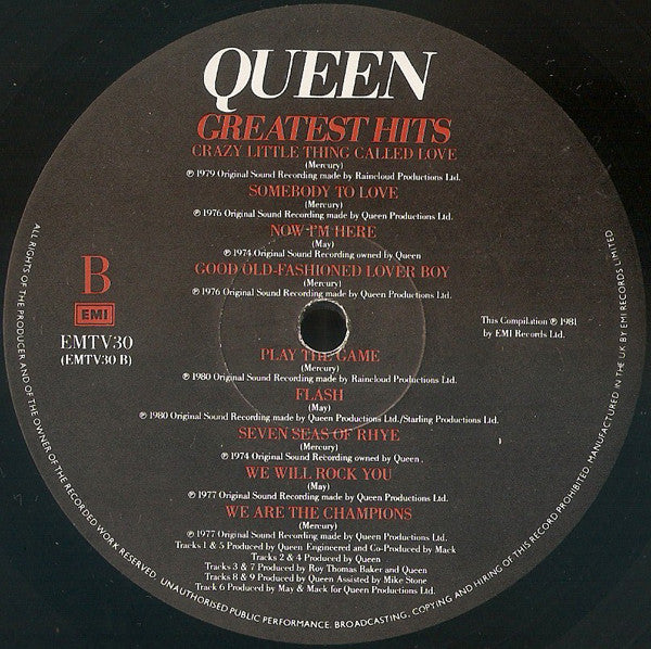 Buy Queen : Greatest Hits (LP, Comp, No ) Online for a great price – River  Soar Records