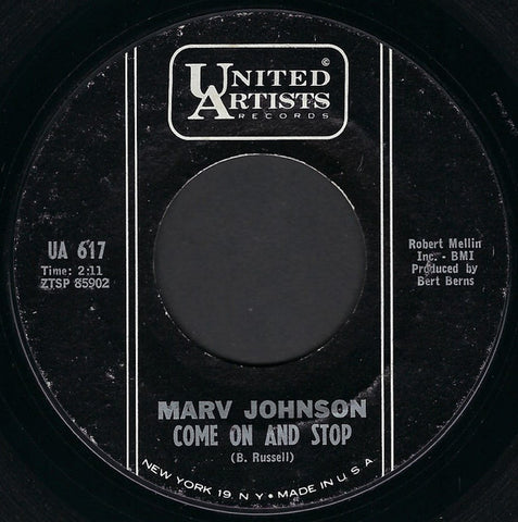 Marv Johnson : Come On And Stop (7", Single)