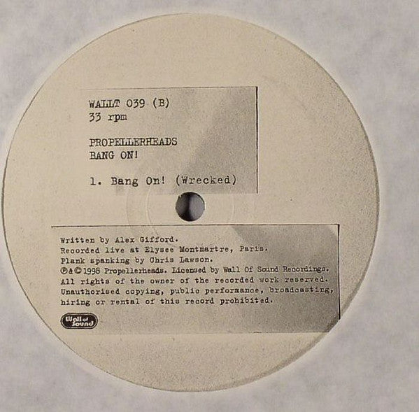 Propellerheads : Bang On! (12", Single)