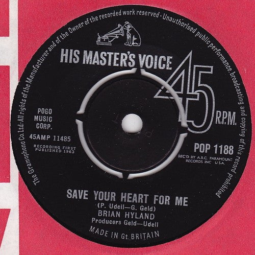 Brian Hyland : Save Your Heart For Me (7", Single)