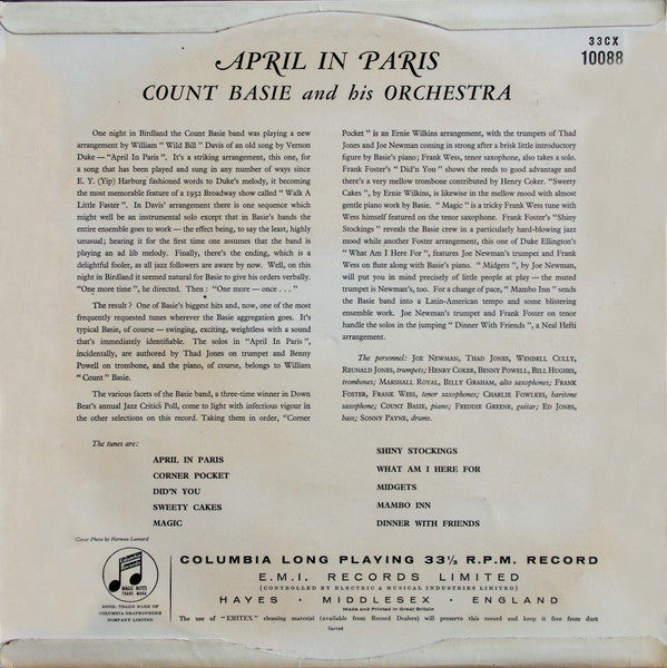 Count Basie Orchestra : April In Paris (LP, Album, Mono)