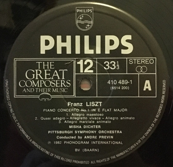 Liszt*, Misha Dichter, André Previn, The Pittsburgh Symphony Orchestra : The Piano Concertos (LP)