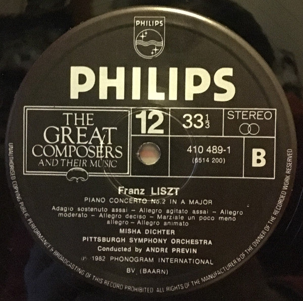 Liszt*, Misha Dichter, André Previn, The Pittsburgh Symphony Orchestra : The Piano Concertos (LP)