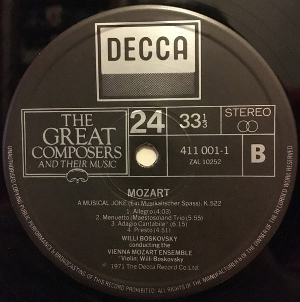 Mozart* / Vienna Mozart Ensemble* / Conducted By Willi Boskovsky : Eine Kleine Nachtmusik K 525, Three German Dances, K. 605 And A Musical Joke, K. 522 (LP, RE)